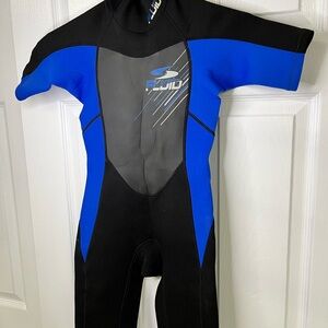 Fluid Kids Wetsuit Size 8 Shorty Black Blue Swim Surf Water Sports